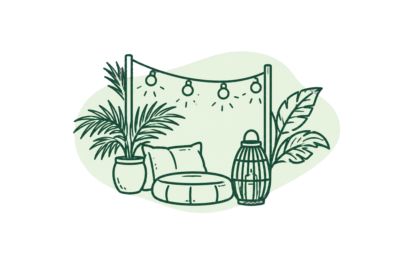Directe sfeerbeleving met groene aankleding